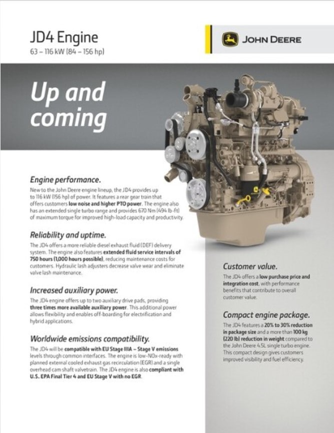 Brochure cover preview of a JD4 Engine