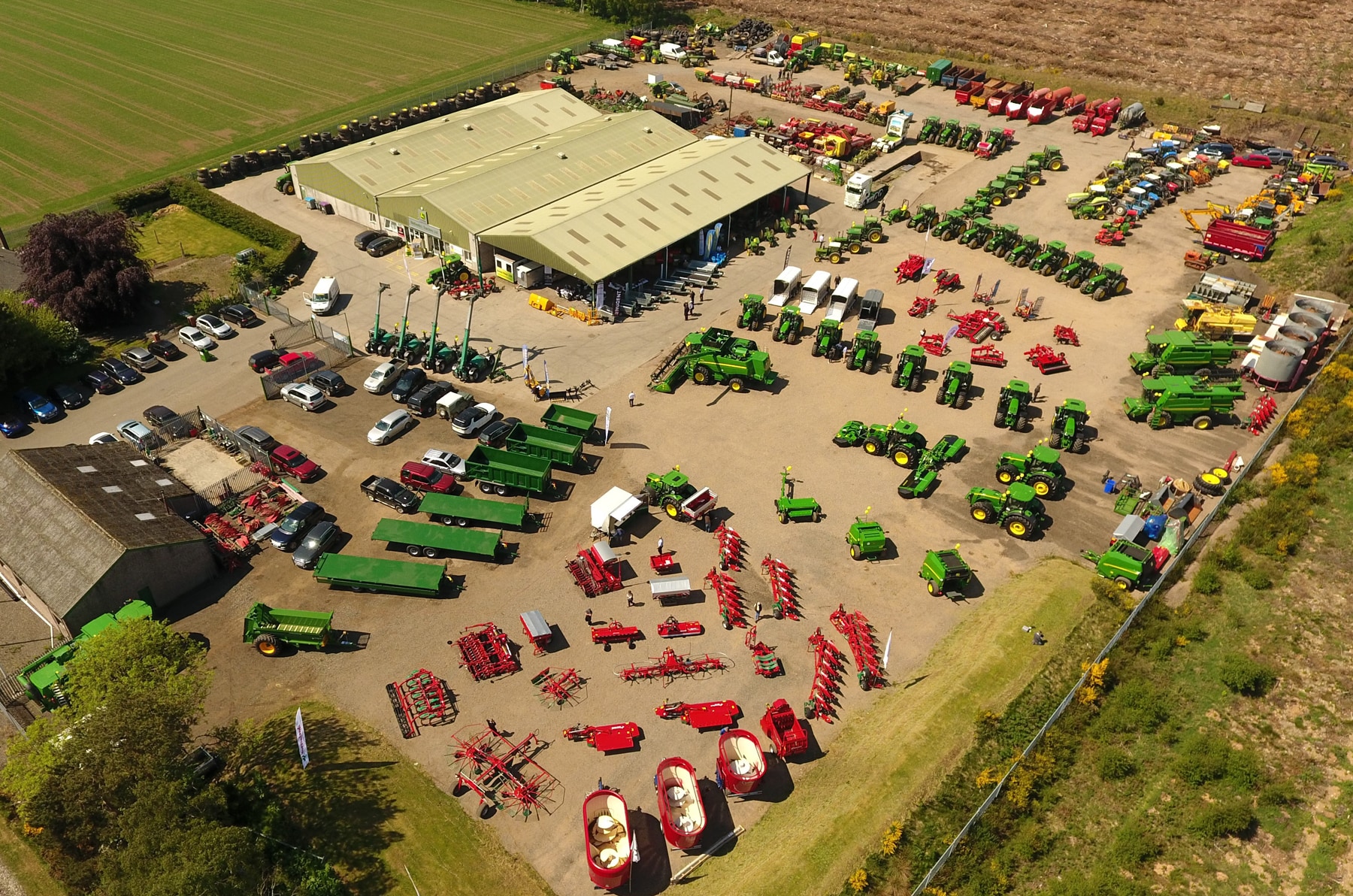 An aerial view of the Netherton Tractors outlet at Forfar in Angus.